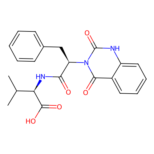 (R)-2-((R)-2-(2,4-dioxo-1,2-dihydroquinazolin-3(4H)-yl)-3-phenylpropanamido)-3-methylbutanoic acid structure