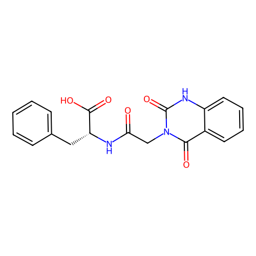 (R)-2-(2-(2,4-dioxo-1,2-dihydroquinazolin-3(4H)-yl)acetamido)-3-phenylpropanoic acid structure