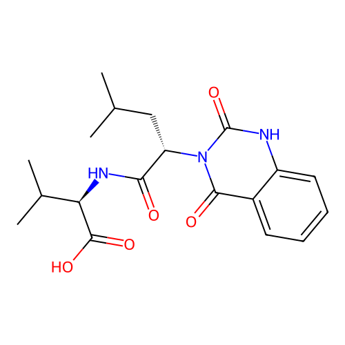 (R)-2-((S)-2-(2,4-dioxo-1,2-dihydroquinazolin-3(4H)-yl)-4-methylpentanamido)-3-methylbutanoic acid structure