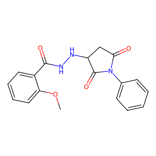 N'-(2,5-dioxo-1-phenylpyrrolidin-3-yl)-2-methoxybenzohydrazide structure