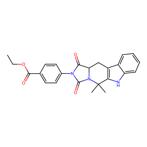 Ethyl (S)-4-(5,5-dimethyl-1,3-dioxo-5,6,11,11a-tetrahydro-1H-imidazo[1',5':1,6]pyrido[3,4-b]indol-2(3H)-yl)benzoate structure