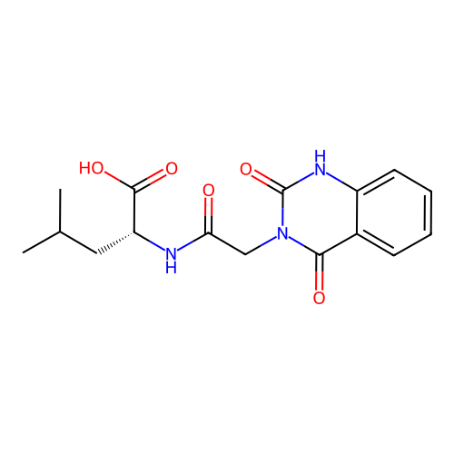 (R)-2-(2-(2,4-dioxo-1,2-dihydroquinazolin-3(4H)-yl)acetamido)-4-methylpentanoic acid structure