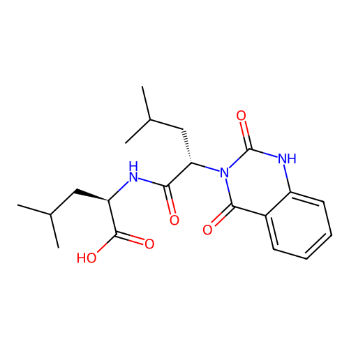 (R)-2-((S)-2-(2,4-dioxo-1,2-dihydroquinazolin-3(4H)-yl)-4-methylpentanamido)-4-methylpentanoic acid structure