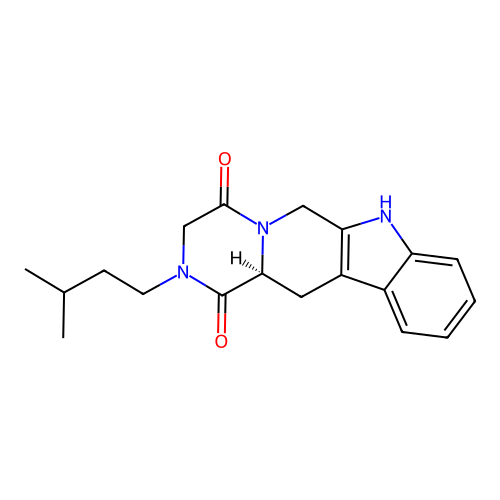 (12aS)-2-(3-methylbutyl)-2,3,6,7,12,12a-hexahydropyrazino[1',2':1,6]pyrido[3,4-b]indole-1,4-dione structure