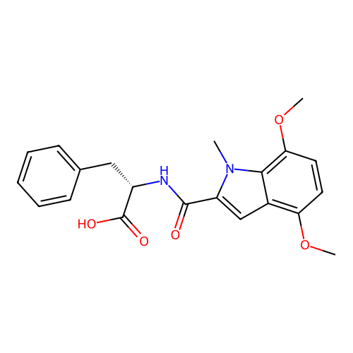 N-[(4,7-dimethoxy-1-methyl-1H-indol-2-yl)carbonyl]-L-phenylalanine structure