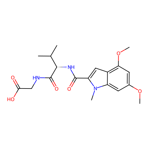 N-[(4,6-dimethoxy-1-methyl-1H-indol-2-yl)carbonyl]-L-valylglycine structure