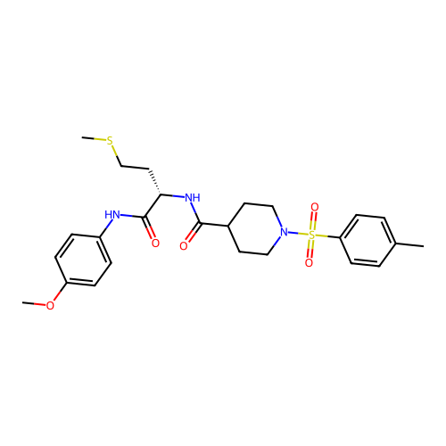 (S)-N-(1-((4-methoxyphenyl)amino)-4-(methylthio)-1-oxobutan-2-yl)-1-tosylpiperidine-4-carboxamide structure