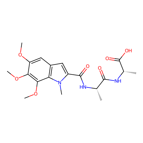 N-[(5,6,7-trimethoxy-1-methyl-1H-indol-2-yl)carbonyl]-L-alanyl-L-alanine structure