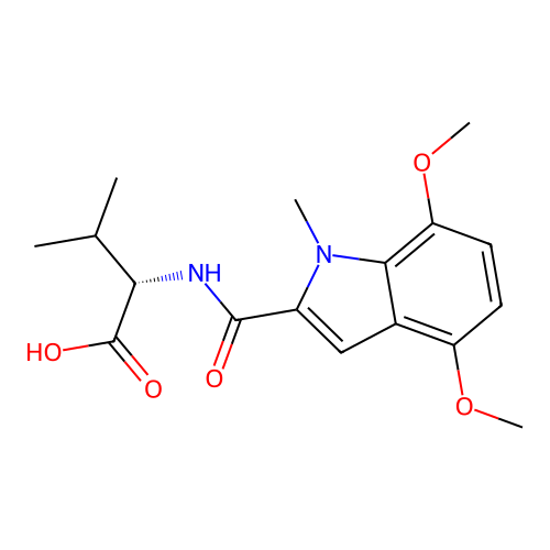N-[(4,7-dimethoxy-1-methyl-1H-indol-2-yl)carbonyl]-L-valine structure