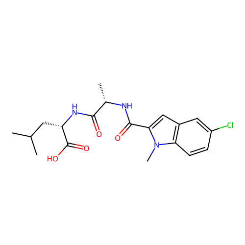 N-[(5-chloro-1-methyl-1H-indol-2-yl)carbonyl]-L-alanyl-L-leucine structure