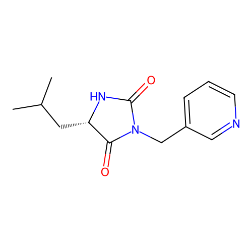 (5S)-5-(2-methylpropyl)-3-(pyridin-3-ylmethyl)imidazolidine-2,4-dione structure