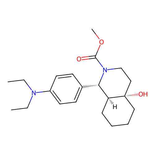 methyl (1R,4aS,8aS)-1-[4-(diethylamino)phenyl]-4a-hydroxy-1,3,4,5,6,7,8,8a-octahydroisoquinoline-2-carboxylate structure