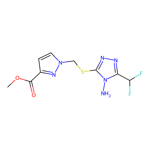 C9H10F2N6O2S structure