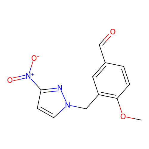4-Methoxy-3-((3-nitro-1H-pyrazol-1-yl)methyl)benzaldehyde structure