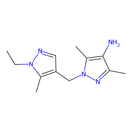 1-[(1-ethyl-5-methyl-1H-pyrazol-4-yl)methyl]-3,5-dimethyl-1H-pyrazol-4-amine structure