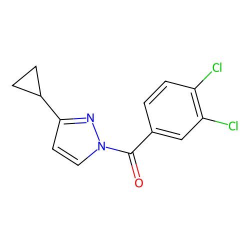 (3-cyclopropyl-1H-pyrazol-1-yl)(3,4-dichlorophenyl)methanone structure