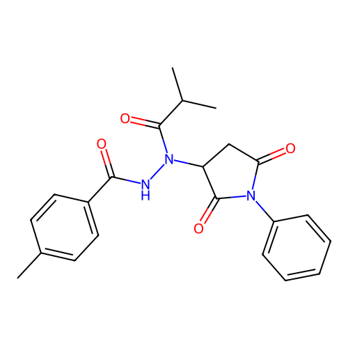 N'-(2,5-dioxo-1-phenylpyrrolidin-3-yl)-4-methyl-N'-(2-methylpropanoyl)benzohydrazide structure