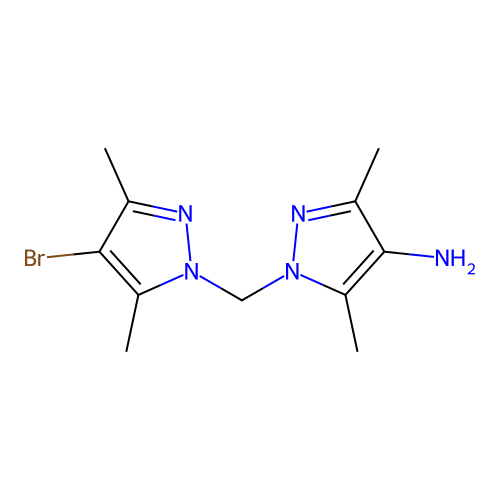 1-[(4-bromo-3,5-dimethyl-1H-pyrazol-1-yl)methyl]-3,5-dimethyl-1H-pyrazol-4-amine structure