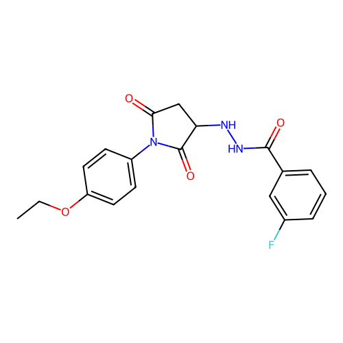 N'-[1-(4-ethoxyphenyl)-2,5-dioxopyrrolidin-3-yl]-3-fluorobenzohydrazide structure