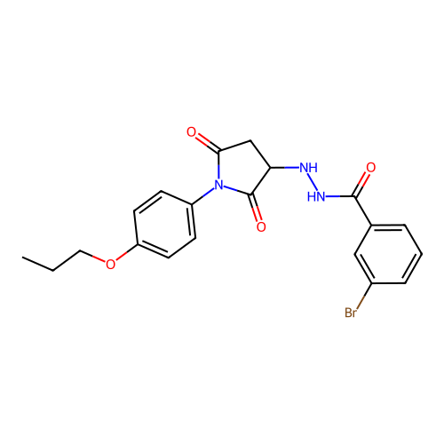 3-bromo-N'-[2,5-dioxo-1-(4-propoxyphenyl)pyrrolidin-3-yl]benzohydrazide structure