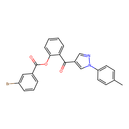 [2-[1-(4-Methylphenyl)pyrazole-4-carbonyl]phenyl] 3-bromobenzoate structure