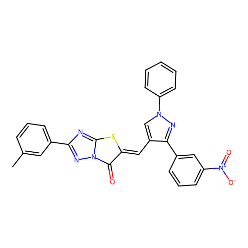 (5Z)-2-(3-methylphenyl)-5-[[3-(3-nitrophenyl)-1-phenylpyrazol-4-yl]methylidene]-[1,3]thiazolo[3,2-b][1,2,4]triazol-6-one structure