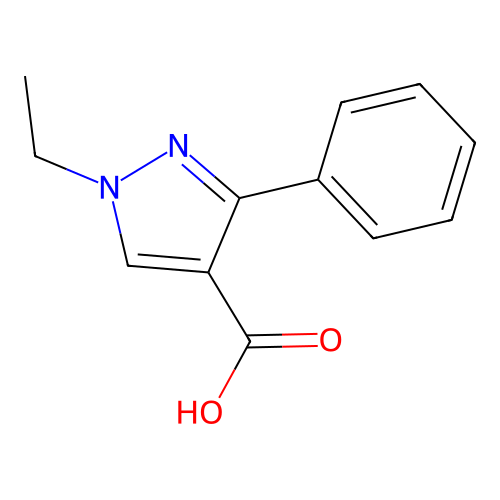 1-ethyl-3-phenyl-1H-pyrazole-4-carboxylic acid structure