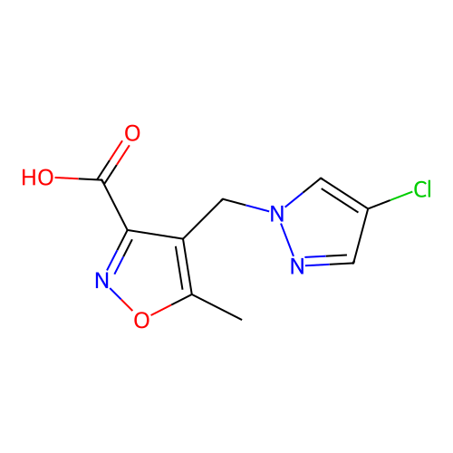4-[(4-chloro-1H-pyrazol-1-yl)methyl]-5-methylisoxazole-3-carboxylic acid structure