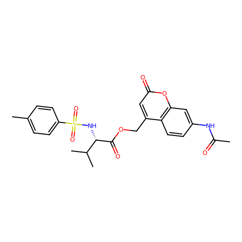 (7-acetamido-2-oxochromen-4-yl)methyl (2S)-3-methyl-2-[(4-methylphenyl)sulfonylamino]butanoate structure
