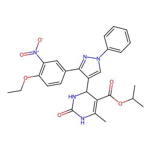 propan-2-yl 4-[3-(4-ethoxy-3-nitrophenyl)-1-phenyl-1H-pyrazol-4-yl]-6-methyl-2-oxo-1,2,3,4-tetrahydropyrimidine-5-carboxylate structure