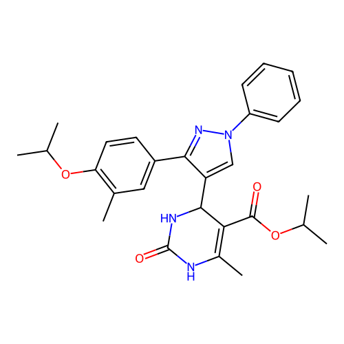 propan-2-yl 6-methyl-4-{3-[3-methyl-4-(propan-2-yloxy)phenyl]-1-phenyl-1H-pyrazol-4-yl}-2-oxo-1,2,3,4-tetrahydropyrimidine-5-carboxylate structure