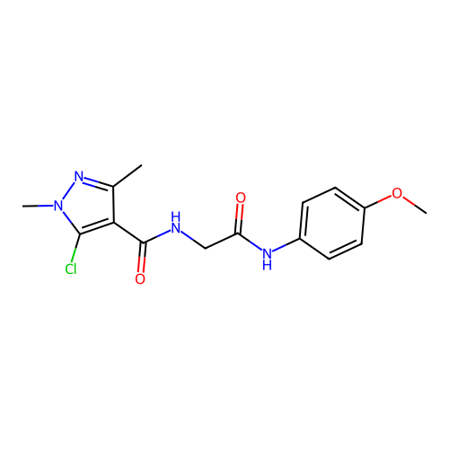 5-chloro-N-[2-(4-methoxyanilino)-2-oxoethyl]-1,3-dimethyl-1H-pyrazole-4-carboxamide structure