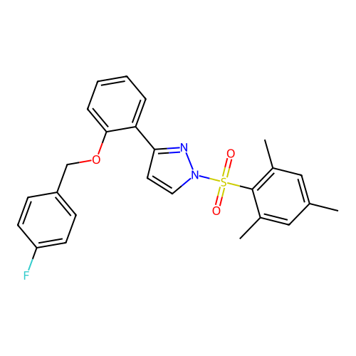 3-{2-[(4-fluorobenzyl)oxy]phenyl}-1-(mesitylsulfonyl)-1H-pyrazole structure