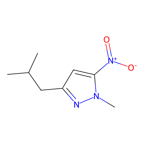 3-isobutyl-1-methyl-5-nitro-1H-pyrazole structure