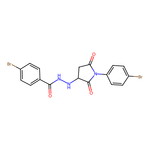 4-bromo-N'-[1-(4-bromophenyl)-2,5-dioxopyrrolidin-3-yl]benzohydrazide structure