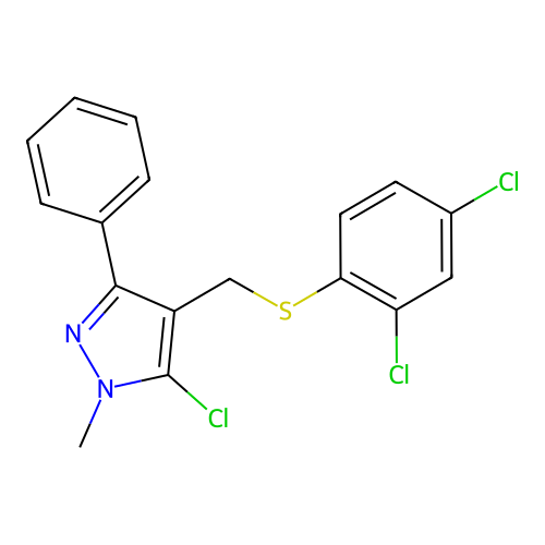 5-chloro-4-{[(2,4-dichlorophenyl)sulfanyl]methyl}-1-methyl-3-phenyl-1H-pyrazole structure