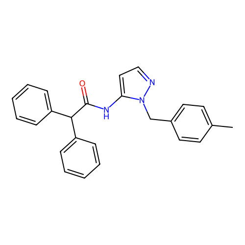 N-[1-(4-methylbenzyl)-1H-pyrazol-5-yl]-2,2-diphenylacetamide structure