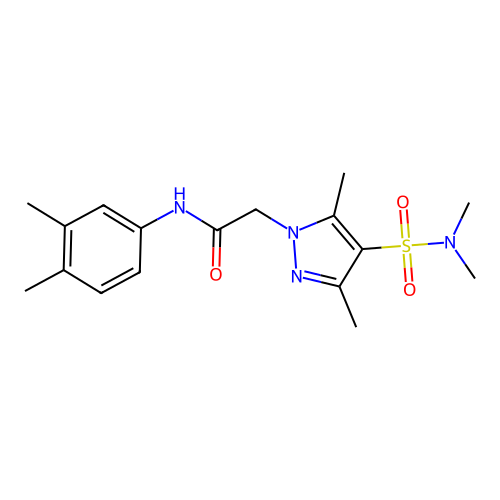 N-(3,4-dimethylphenyl)-2-[4-(dimethylsulfamoyl)-3,5-dimethylpyrazol-1-yl]acetamide structure