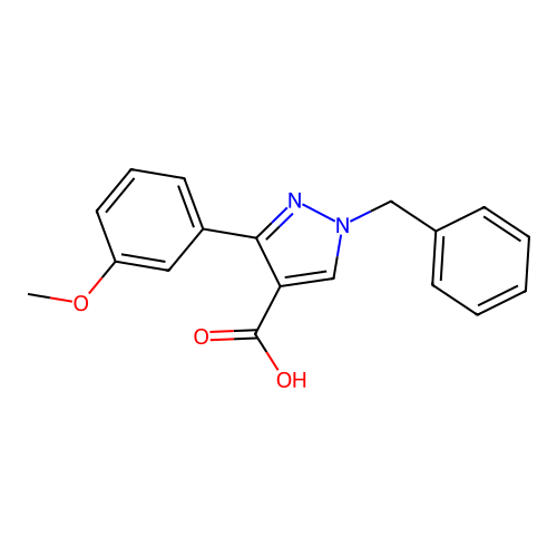 1-benzyl-3-(3-methoxyphenyl)-1H-pyrazole-4-carboxylic acid structure
