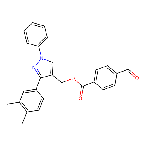 [3-(3,4-Dimethylphenyl)-1-phenylpyrazol-4-yl]methyl 4-formylbenzoate structure