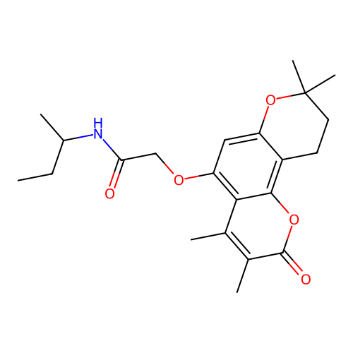 N-(sec-butyl)-2-((3,4,8,8-tetramethyl-2-oxo-2,8,9,10-tetrahydropyrano[2,3-f]chromen-5-yl)oxy)acetamide structure