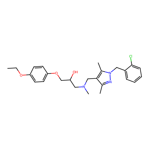 1-(((1-(2-chlorobenzyl)-3,5-dimethyl-1H-pyrazol-4-yl)methyl)(methyl)amino)-3-(4-ethoxyphenoxy)propan-2-ol structure