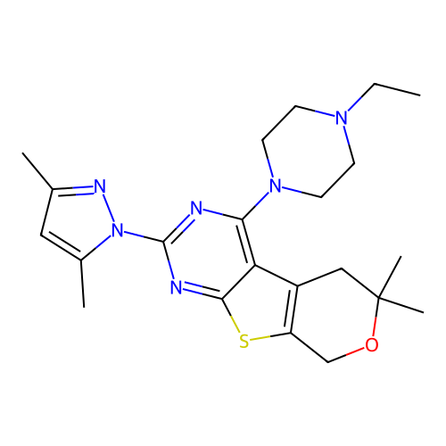 C22H30N6OS structure