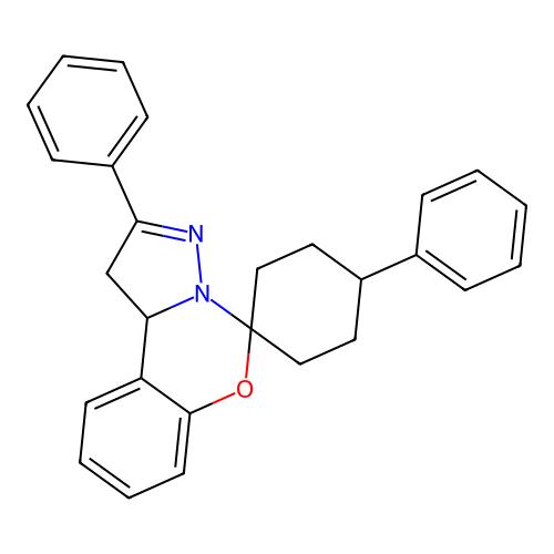 2',4-diphenyl-1',10b'-dihydrospiro[cyclohexane-1,5'-pyrazolo[1,5-c][1,3]benzoxazine] structure