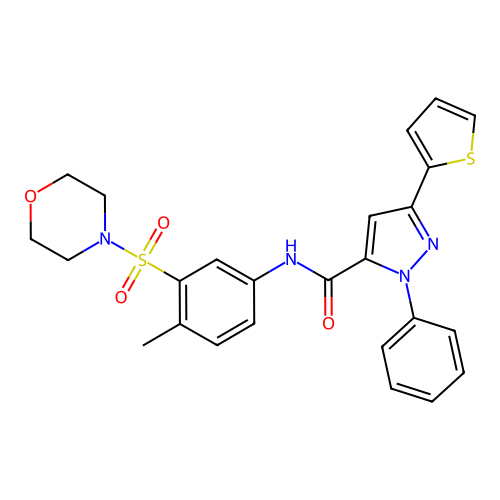 N-[4-Methyl-3-(4-morpholinylsulfonyl)phenyl]-1-phenyl-3-(2-thienyl)-1H-pyrazole-5-carboxamide structure