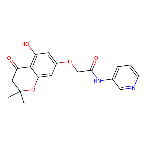 2-((5-hydroxy-2,2-dimethyl-4-oxochroman-7-yl)oxy)-N-(pyridin-3-yl)acetamide structure