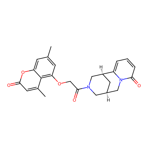 (1R,5S)-3-(2-((4,7-dimethyl-2-oxo-2H-chromen-5-yl)oxy)acetyl)-3,4,5,6-tetrahydro-1H-1,5-methanopyrido[1,2-a][1,5]diazocin-8(2H)-one structure