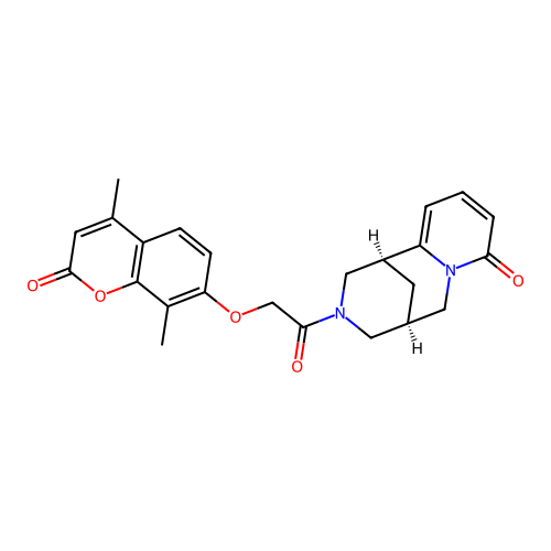 (1R,5S)-3-(2-((4,8-dimethyl-2-oxo-2H-chromen-7-yl)oxy)acetyl)-3,4,5,6-tetrahydro-1H-1,5-methanopyrido[1,2-a][1,5]diazocin-8(2H)-one structure