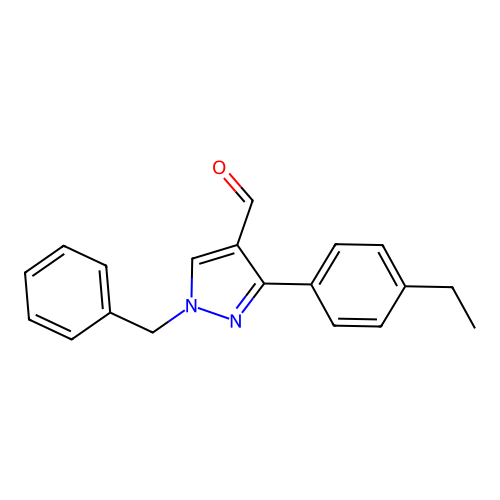 1-benzyl-3-(4-ethylphenyl)-1H-pyrazole-4-carbaldehyde structure