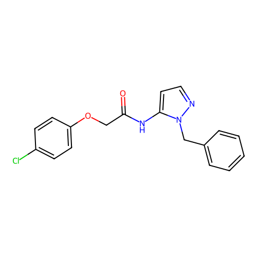 N-(1-benzyl-1H-pyrazol-5-yl)-2-(4-chlorophenoxy)acetamide structure